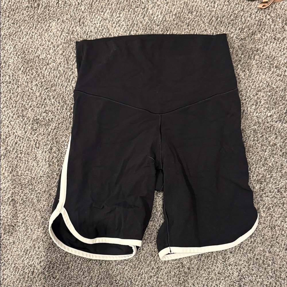 Women's Black Bike Shorts with White Trim